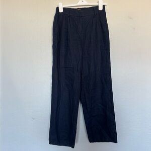 Quince Women's Wide-Leg Linen Pants in Navy